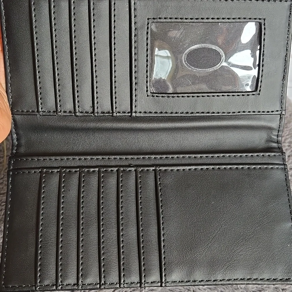 GUESS Black Embossed Logo Wallet with Gold Plaque